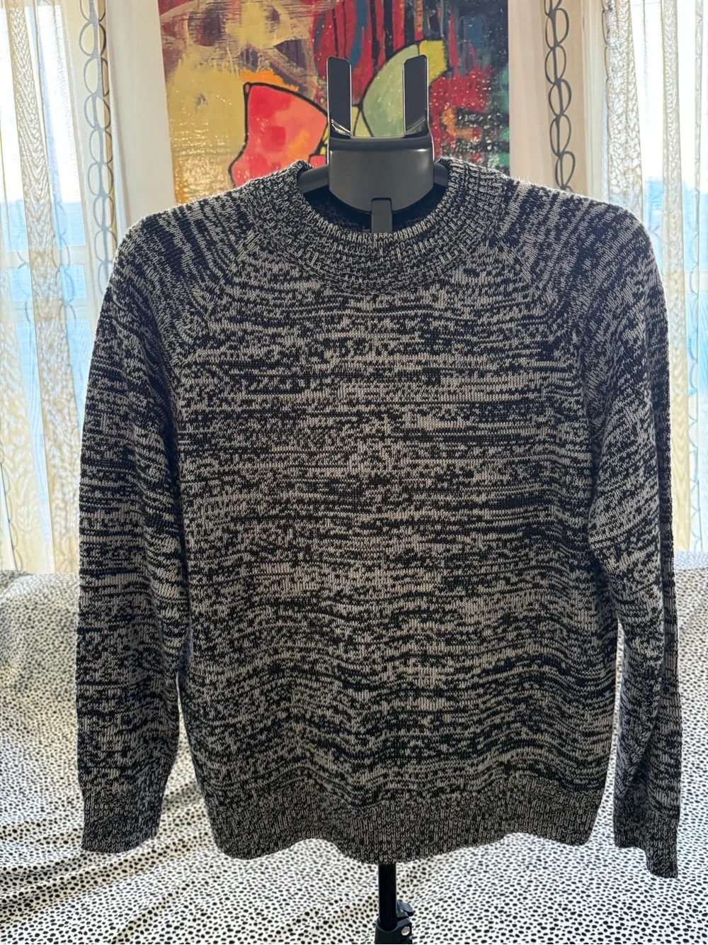 Marled Crewneck Sweater - Black & White